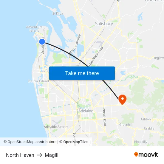 North Haven to Magill map