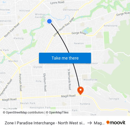 Zone I Paradise Interchange - North West side to Magill map