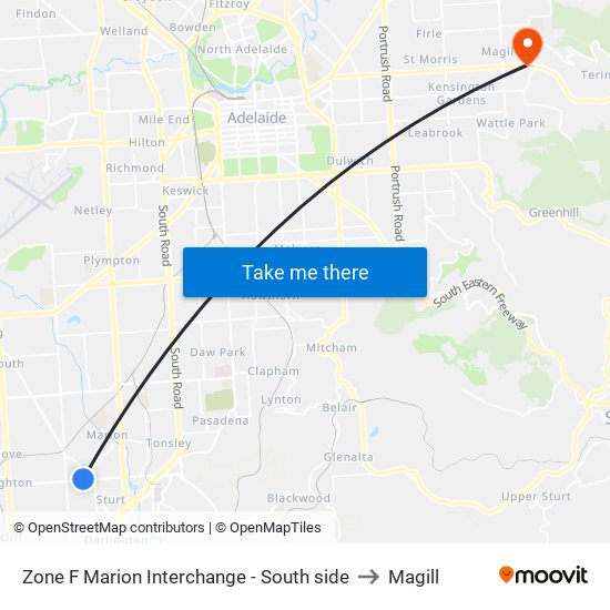 Zone F Marion Interchange - South side to Magill map