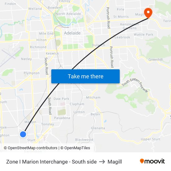 Zone I Marion Interchange - South side to Magill map