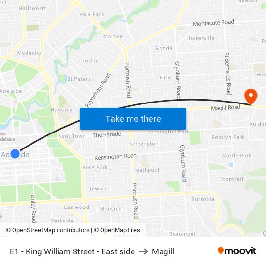 E1 - King William Street - East side to Magill map