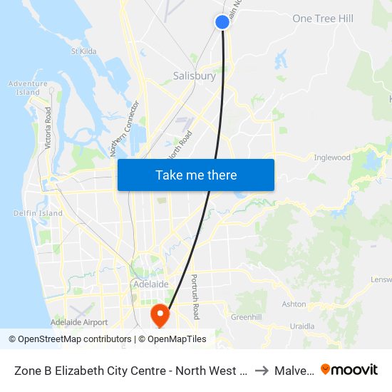 Zone B Elizabeth City Centre - North West side to Malvern map