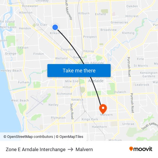 Zone E Arndale Interchange to Malvern map