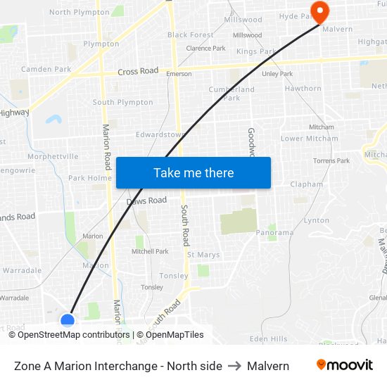 Zone A Marion Interchange - North side to Malvern map