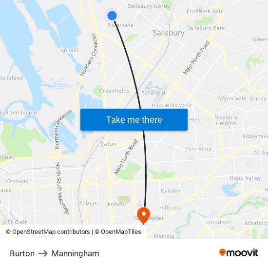 Burton to Manningham map