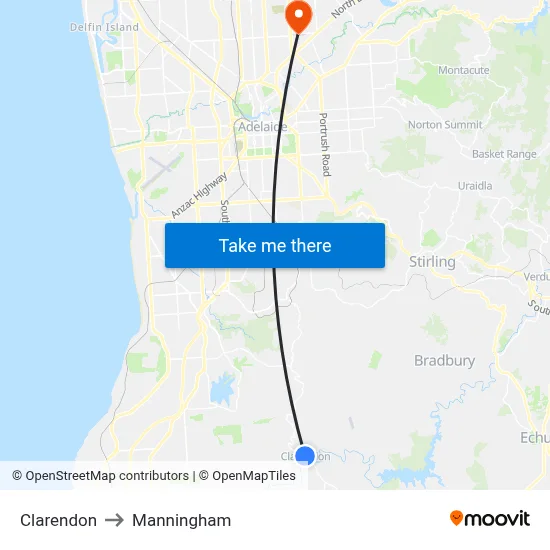 Clarendon to Manningham map