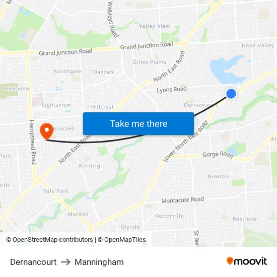 Dernancourt to Manningham map