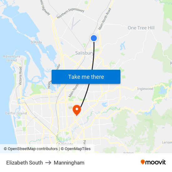 Elizabeth South to Manningham map