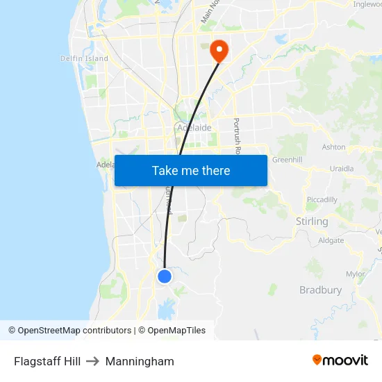 Flagstaff Hill to Manningham map