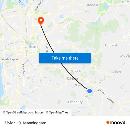 Mylor to Manningham map