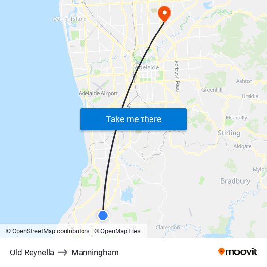 Old Reynella to Manningham map