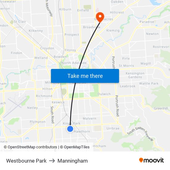 Westbourne Park to Manningham map