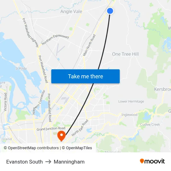Evanston South to Manningham map