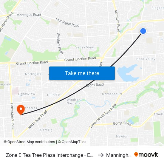 Zone E Tea Tree Plaza Interchange - East side to Manningham map