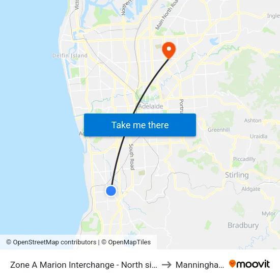 Zone A Marion Interchange - North side to Manningham map