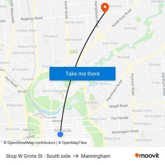 Stop W Grote St - South side to Manningham map