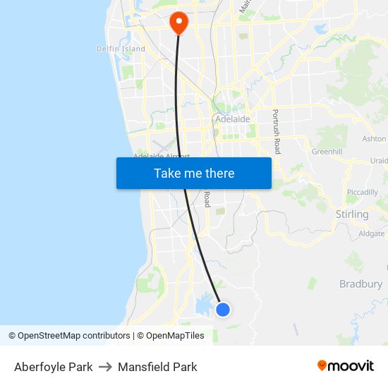 Aberfoyle Park to Mansfield Park map