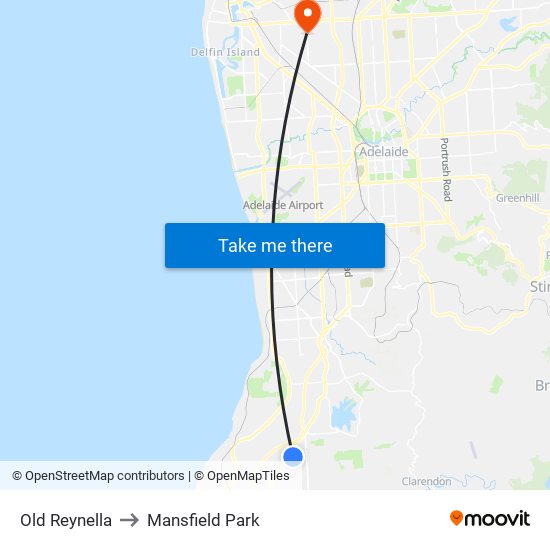 Old Reynella to Mansfield Park map