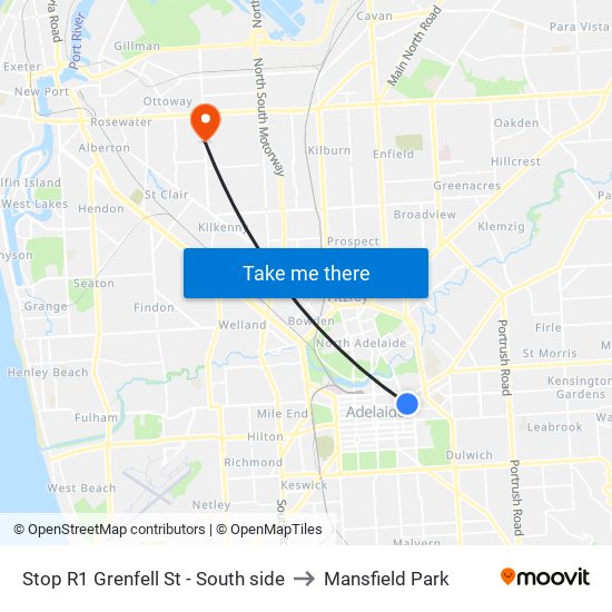 Stop R1 Grenfell St - South side to Mansfield Park map