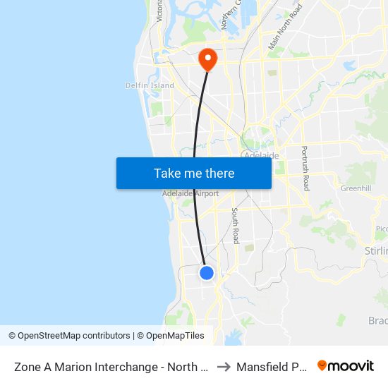 Zone A Marion Interchange - North side to Mansfield Park map