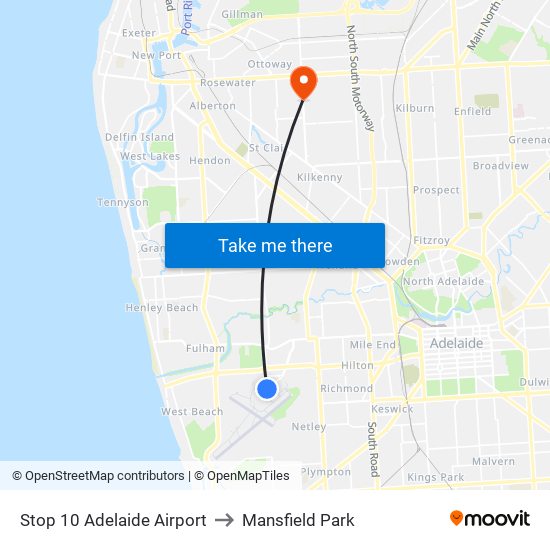 Stop 10 Adelaide Airport to Mansfield Park map
