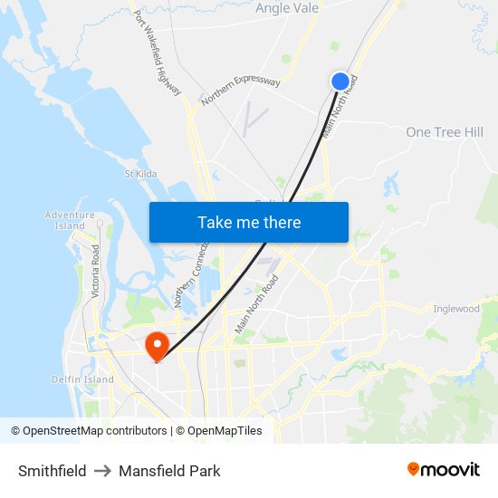 Smithfield to Mansfield Park map