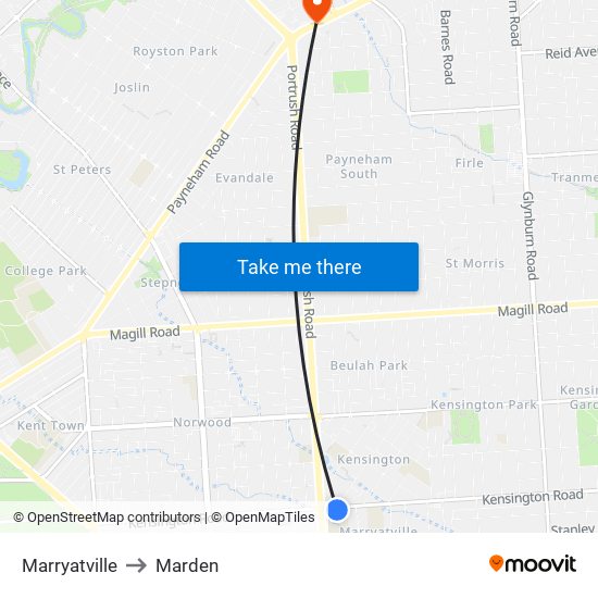 Marryatville to Marden map