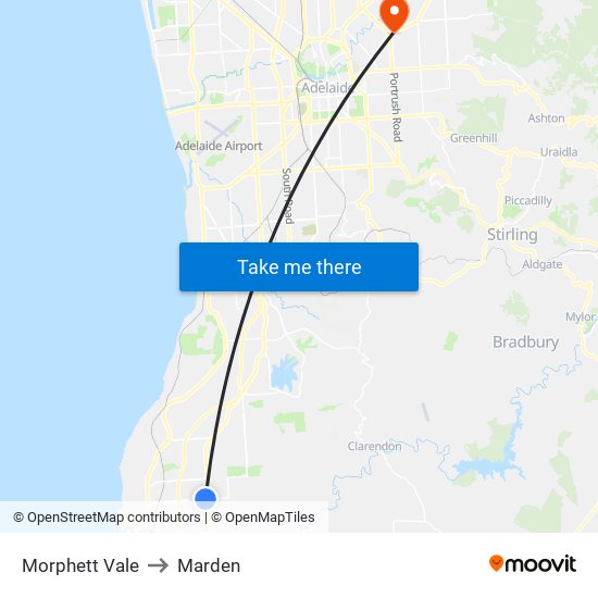 Morphett Vale to Marden map