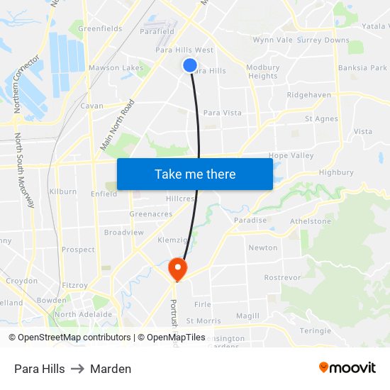 Para Hills to Marden map