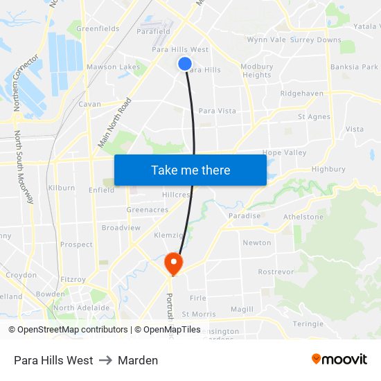 Para Hills West to Marden map