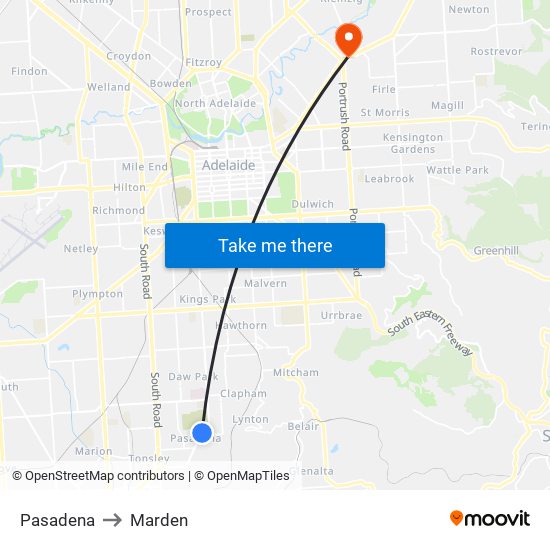 Pasadena to Marden map