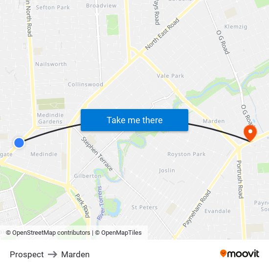 Prospect to Marden map