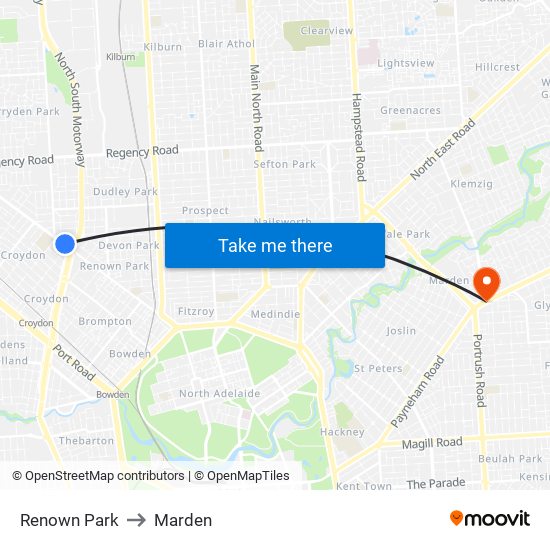 Renown Park to Marden map