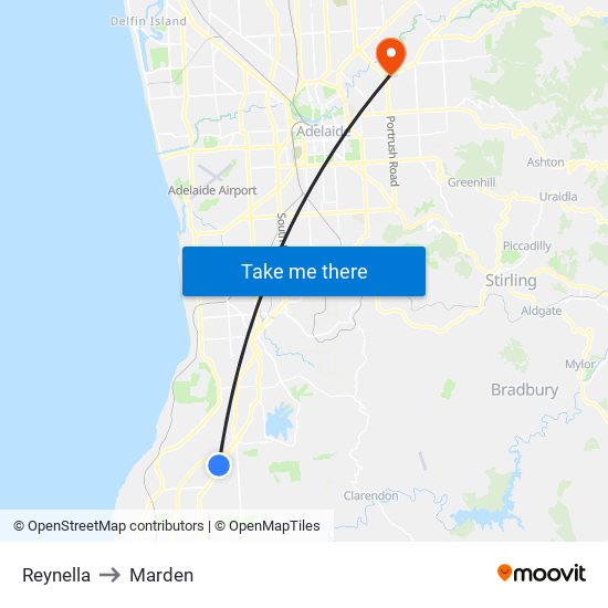 Reynella to Marden map