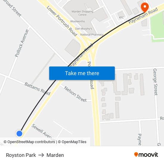 Royston Park to Marden map