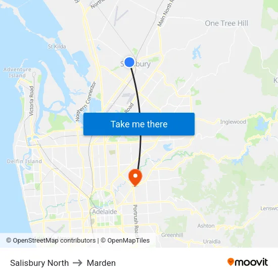 Salisbury North to Marden map
