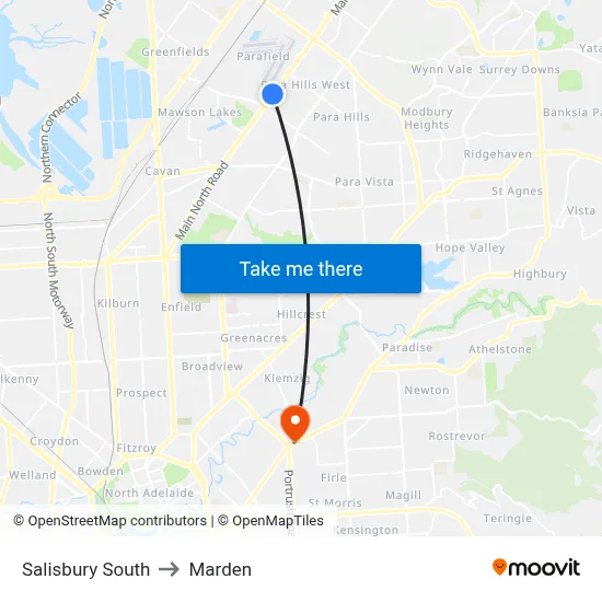Salisbury South to Marden map