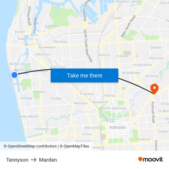 Tennyson to Marden map