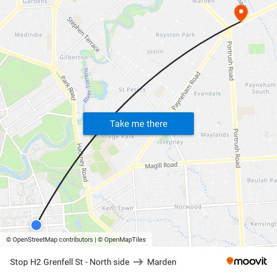 Stop H2 Grenfell St - North side to Marden map