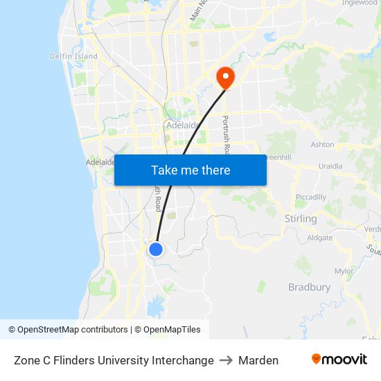 Zone C Flinders University Interchange to Marden map