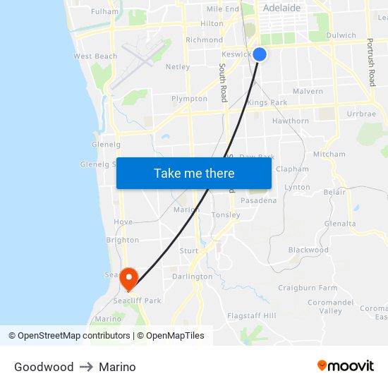 Goodwood to Marino map