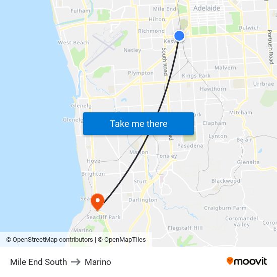 Mile End South to Marino map