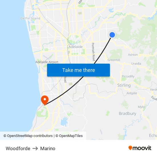 Woodforde to Marino map