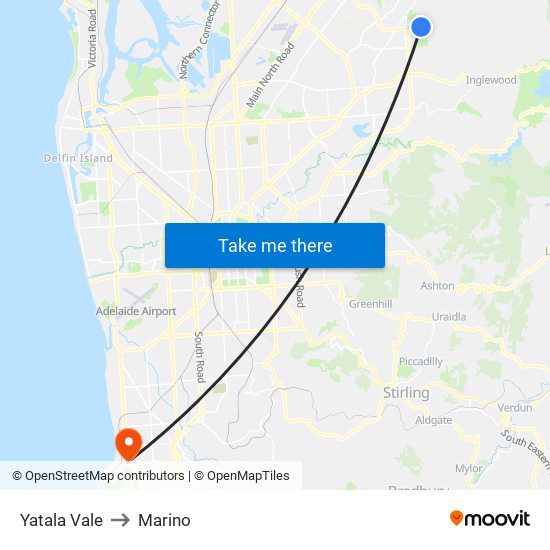 Yatala Vale to Marino map