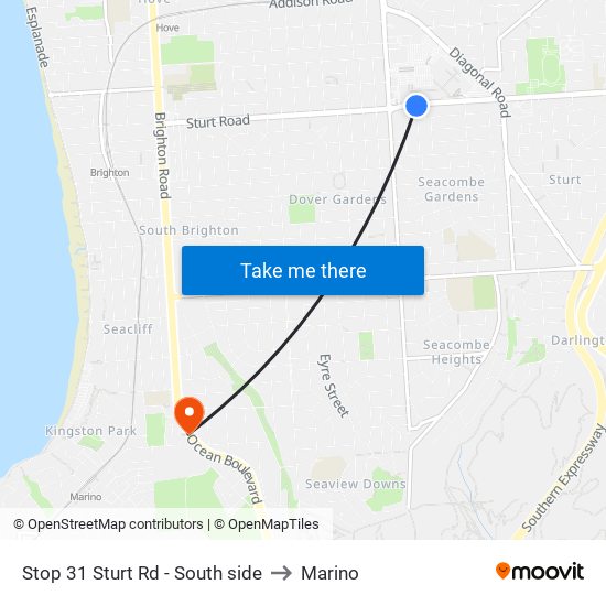 Stop 31 Sturt Rd - South side to Marino map