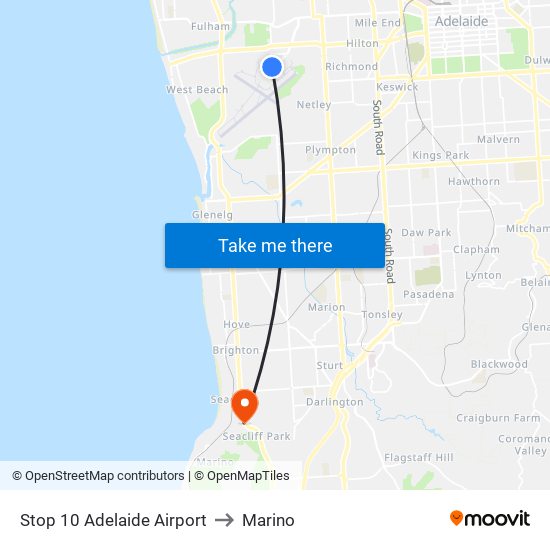 Stop 10 Adelaide Airport to Marino map