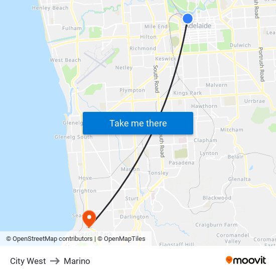 City West to Marino map