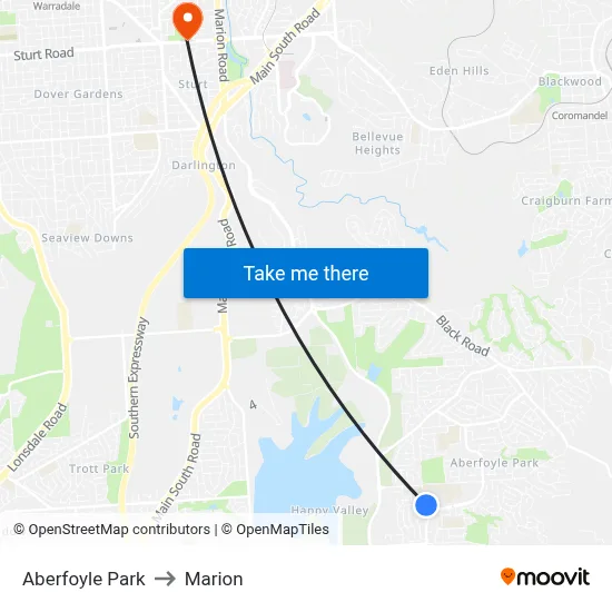 Aberfoyle Park to Marion map
