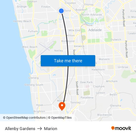 Allenby Gardens to Marion map