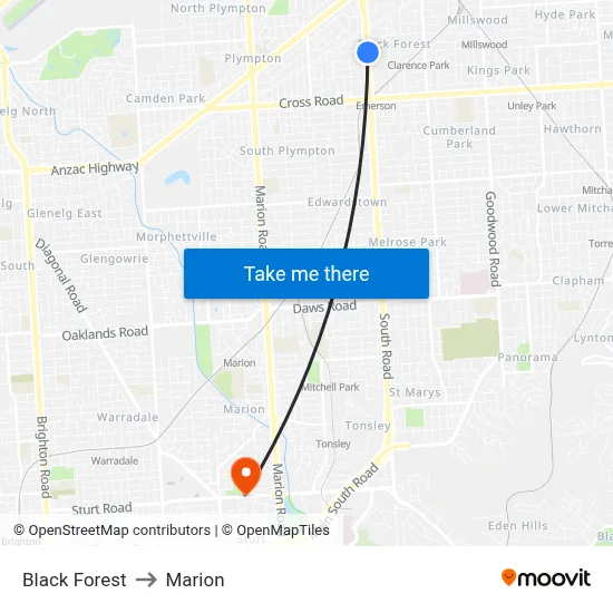 Black Forest to Marion map